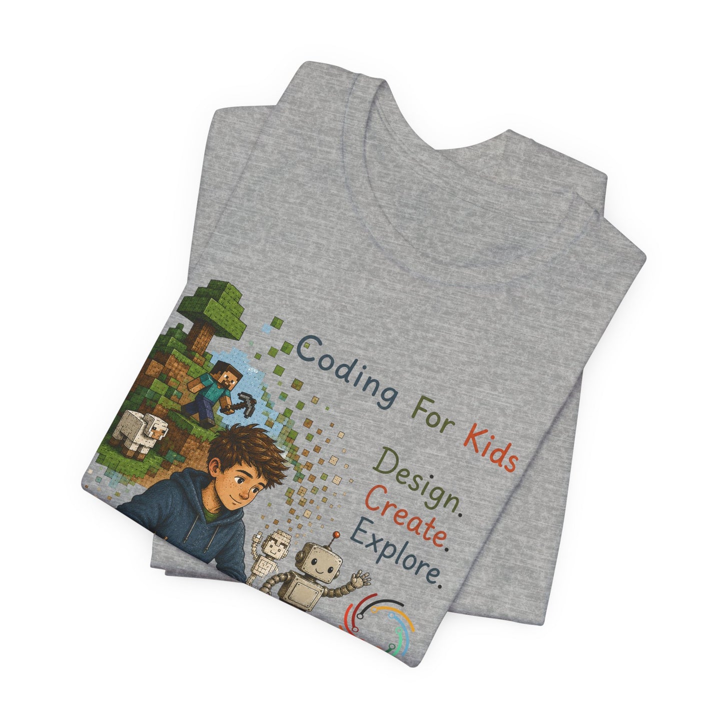 Coding for Kids Game Design Create Explore  – Unisex Jersey Short Sleeve Tee
