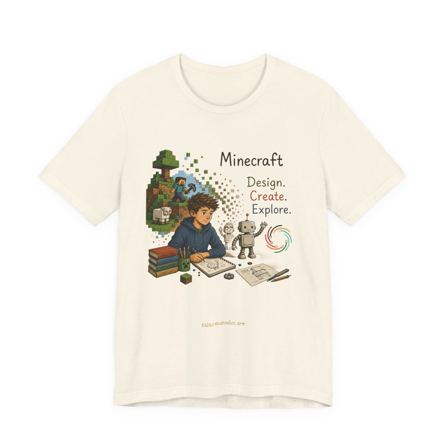 Coding for Kids Minecraft Design Create Explore  – Unisex Jersey Short Sleeve Tee