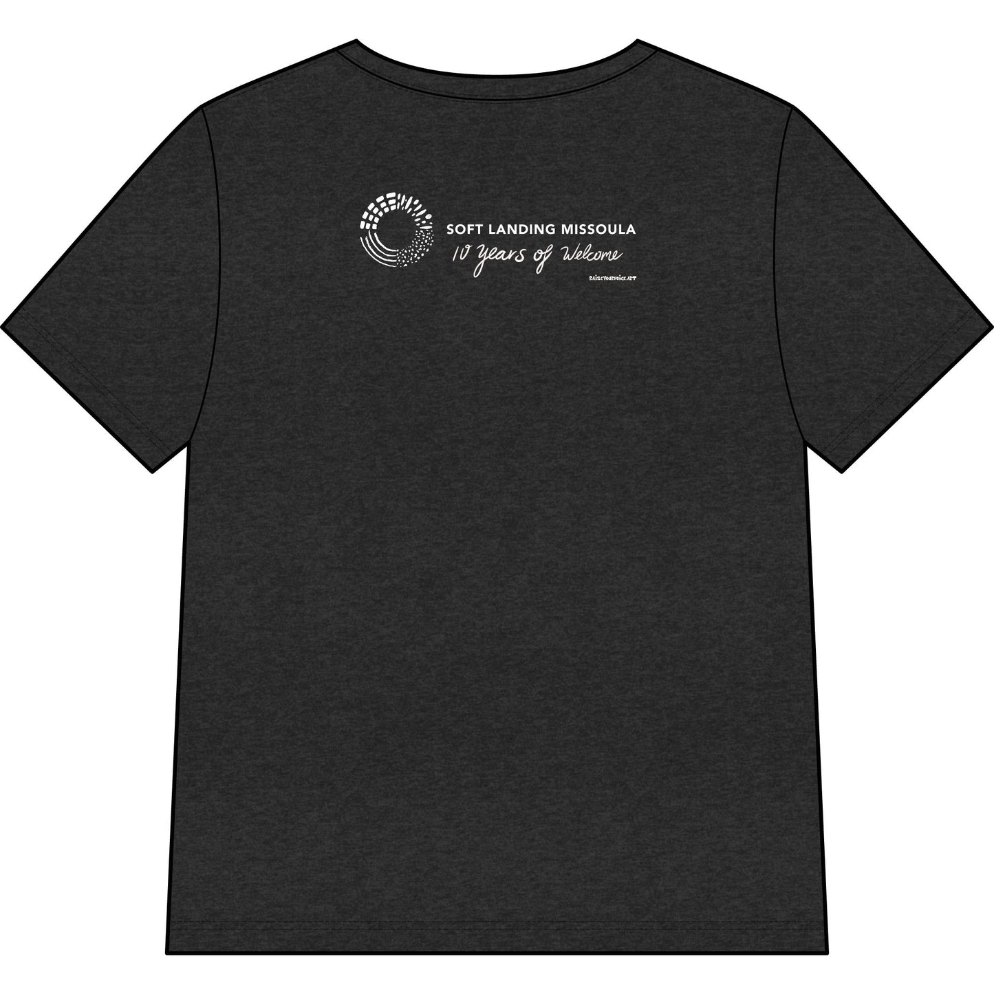 Soft Landing Missoula – 10 Years Welcome, women's v-neck tee.