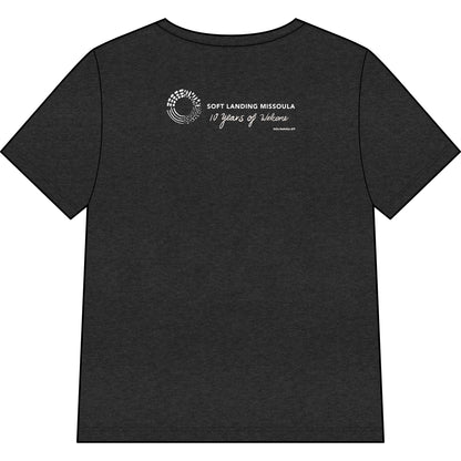 Soft Landing Missoula – 10 Years Welcome, women's v-neck tee.