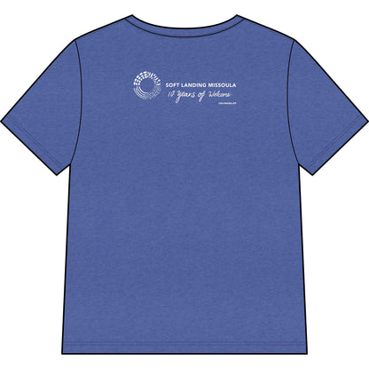 Soft Landing Missoula – 10 Years Welcome, women's v-neck tee.
