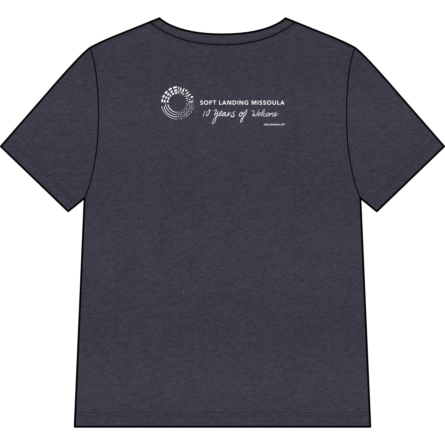 Soft Landing Missoula – 10 Years Welcome, women's v-neck tee.