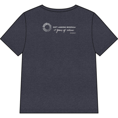 Soft Landing Missoula – 10 Years Welcome, women's v-neck tee.