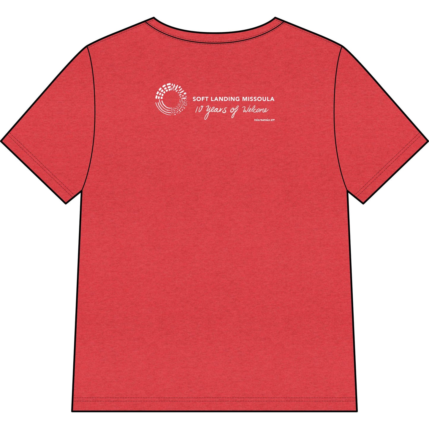 Soft Landing Missoula – 10 Years Welcome, women's v-neck tee.