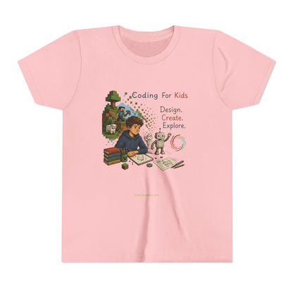 Coding For Kids Game Design Create Explore  – Youth Short Sleeve Tee