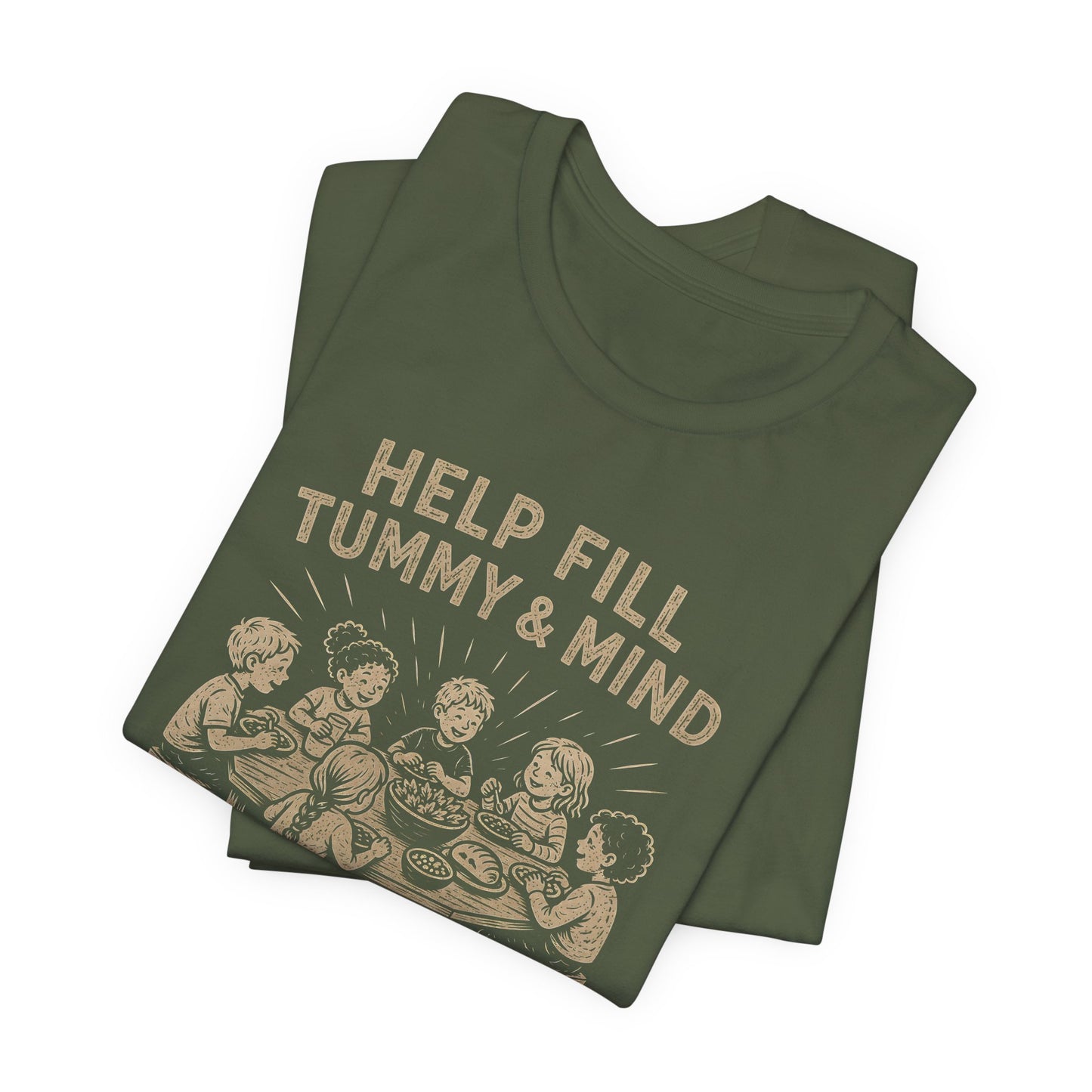 Help fill Tummy and Mind, Stevi Food Program, Unisex Jersey Short Sleeve Tee