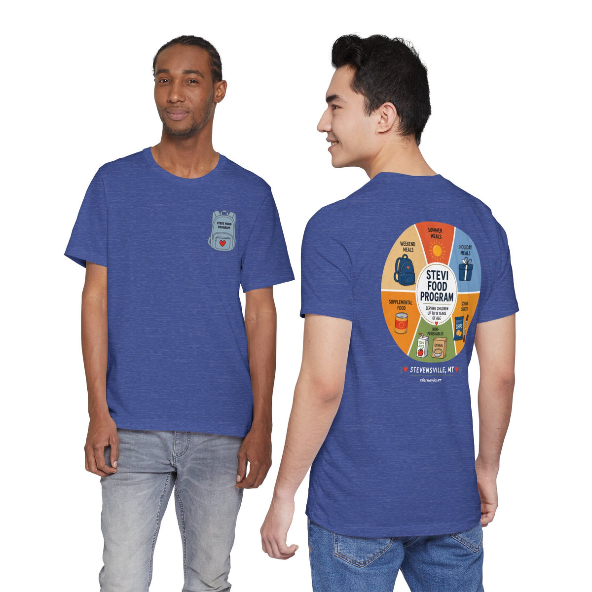 Stevi Food Program in the round, image front and bak – Unisex Jersey Short Sleeve Tee