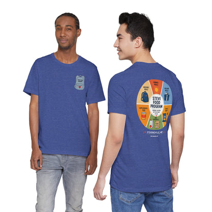 Stevi Food Program in the round, image front and bak – Unisex Jersey Short Sleeve Tee