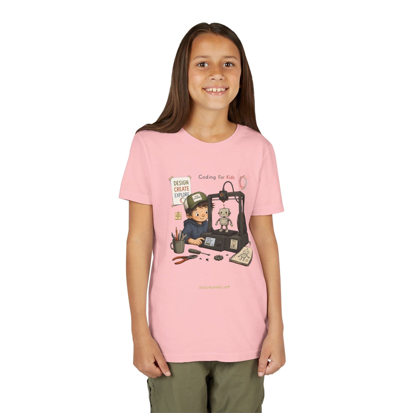 Coding for Kids 3D printing – Youth Short Sleeve Tee