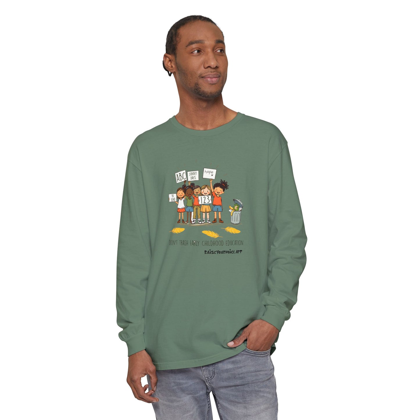 “Don't Trash Early Childhood Education”  - pro PBS Long Sleeve Tee
