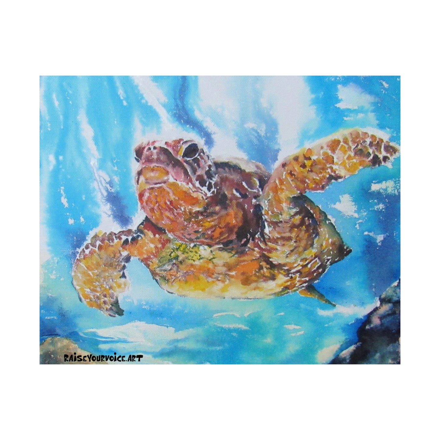 Ocean-Inspired Matte Horizontal Poster with Sea Turtle Art – Perfect for Beach Lovers