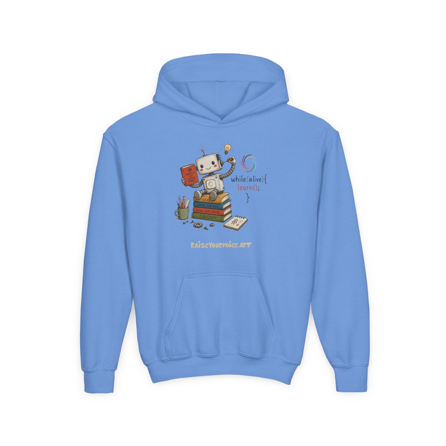 Coding for Kids while (alive) {learn ();} – Youth Heavy Blend Hooded Sweatshirt