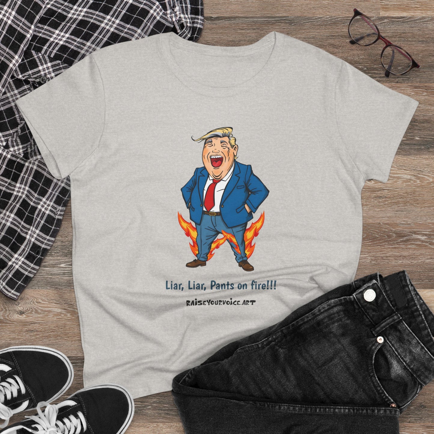 Funny Political Women's T-Shirt - "Liar, Liar, Pants on Fire!"