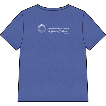 Soft Landing Missoula – 10 Years Welcome, women's v-neck tee.