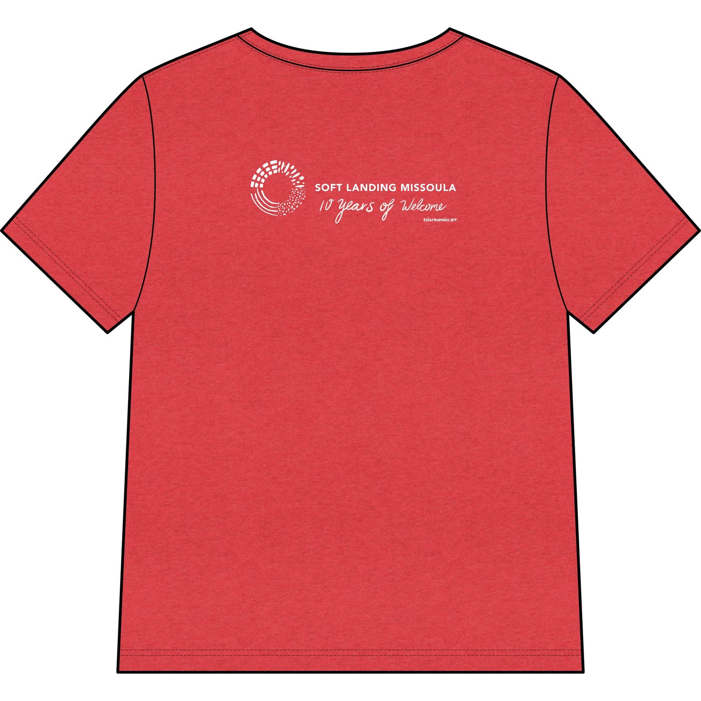 Soft Landing Missoula – 10 Years Welcome, women's v-neck tee.