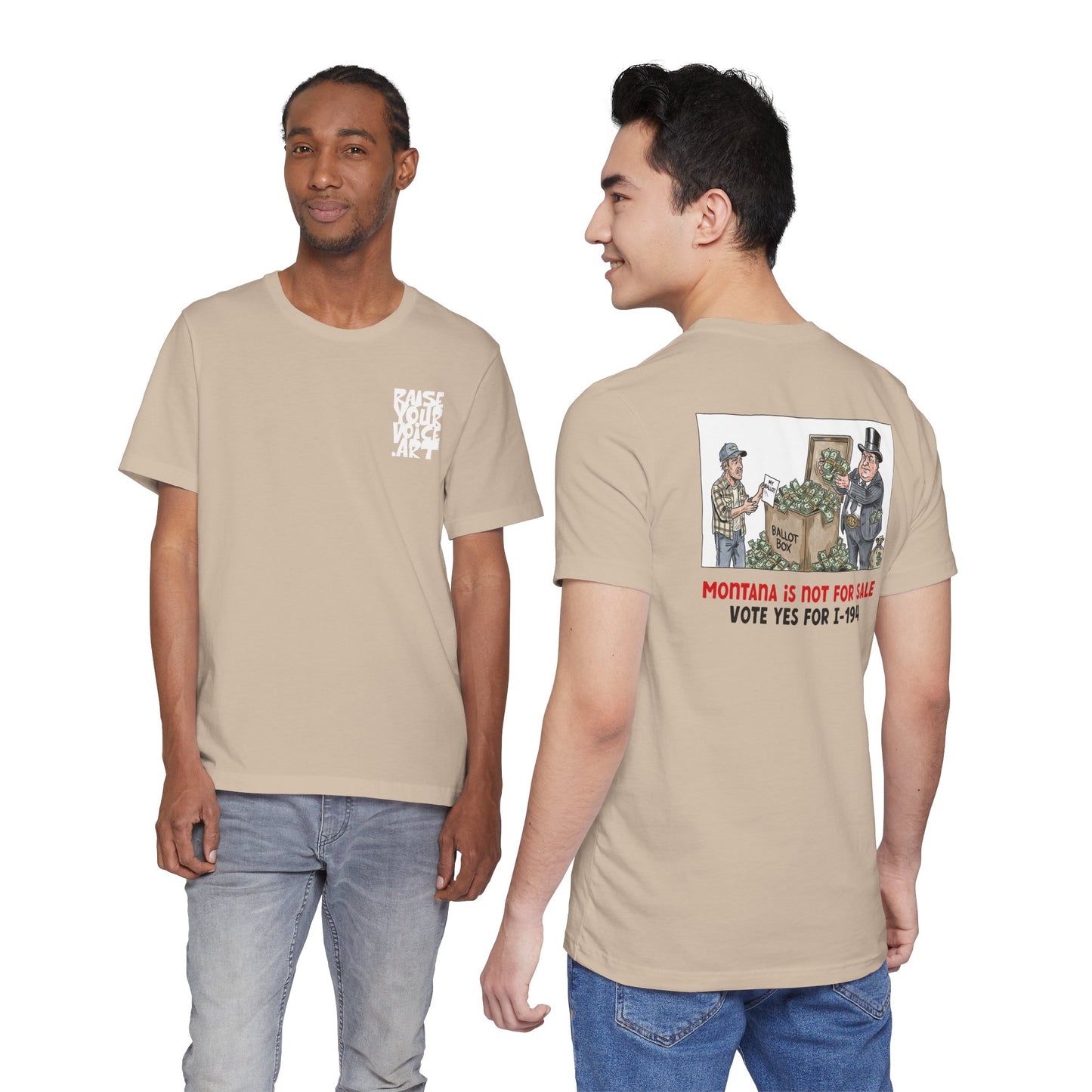 The Montana Plan, Ballot Box, image on the back, Unisex Jersey Short Sleeve Tee