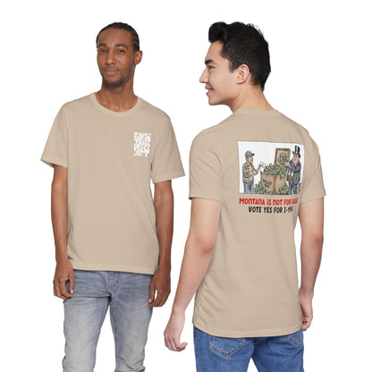 The Montana Plan, Ballot Box, image on the back, Unisex Jersey Short Sleeve Tee