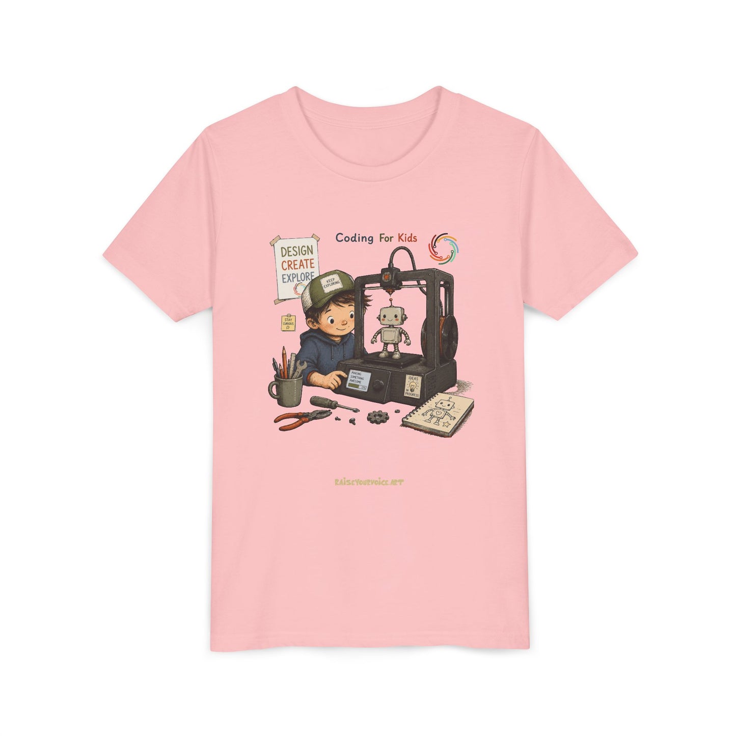Coding for Kids 3D printing – Youth Short Sleeve Tee