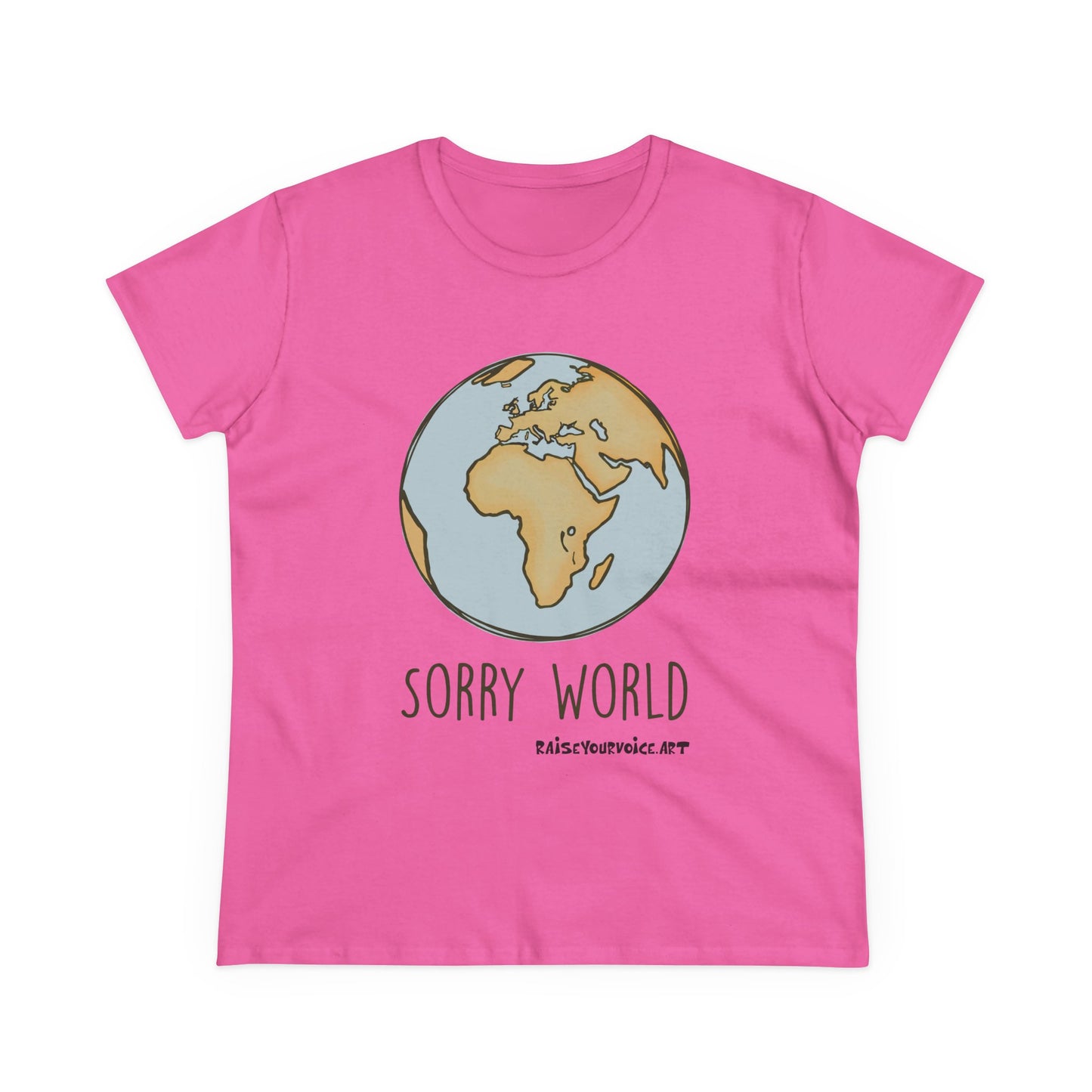 Earth-Inspired Sorry World Tee, Casual Cotton T-Shirt