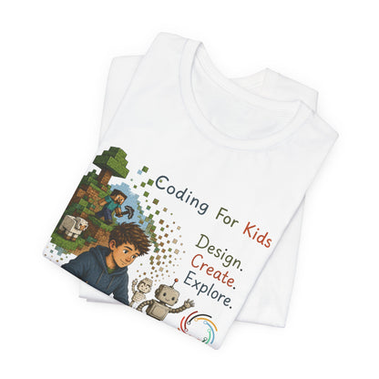 Coding for Kids Game Design Create Explore  – Unisex Jersey Short Sleeve Tee