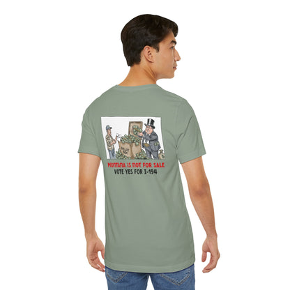The Montana Plan, Ballot Box, image on the back, Unisex Jersey Short Sleeve Tee
