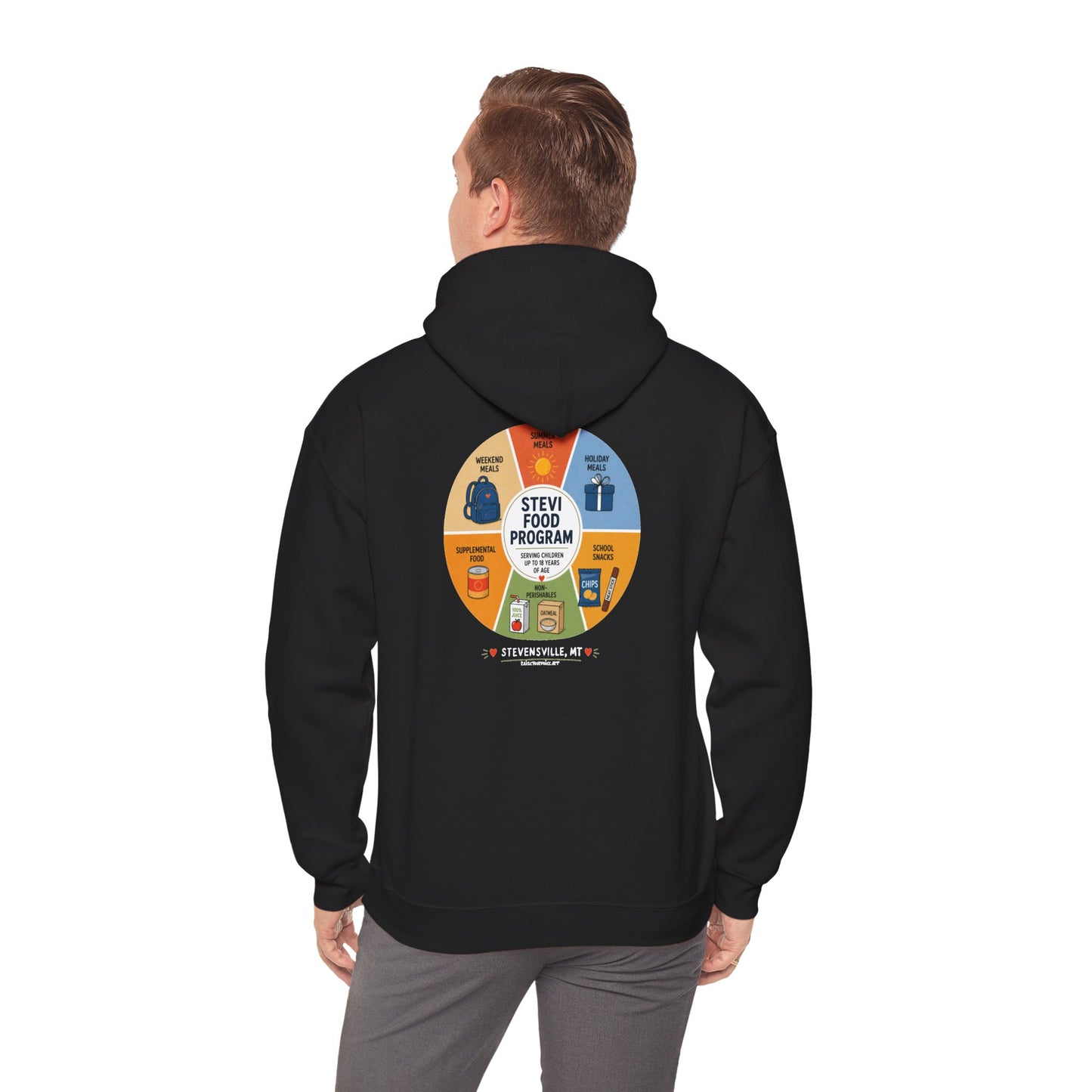 Stevi Food Program In The Round, image on the back – Unisex Heavy Blend™ Hooded Sweatshirt