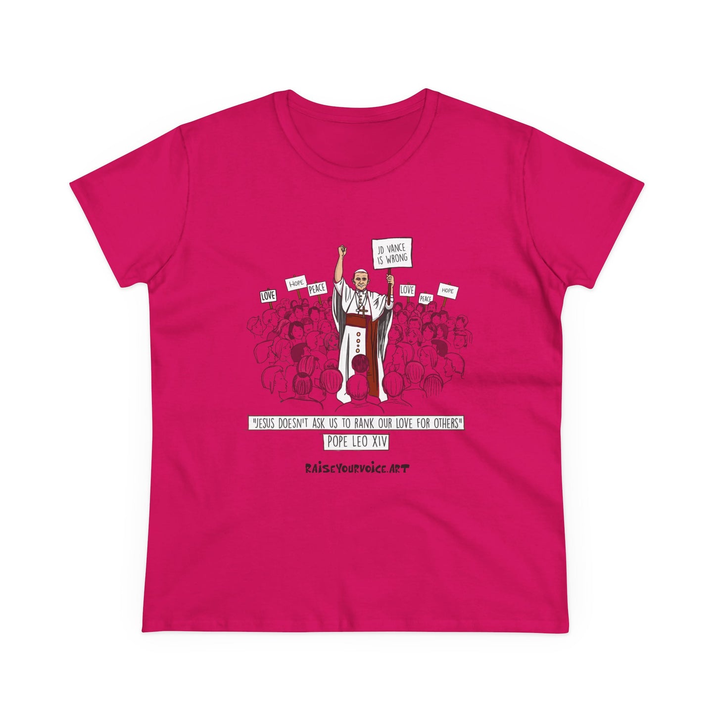 Inspirational Pope Leo Women's Midweight Cotton Tee - 'Love for Others' Pop Leo XIV Design