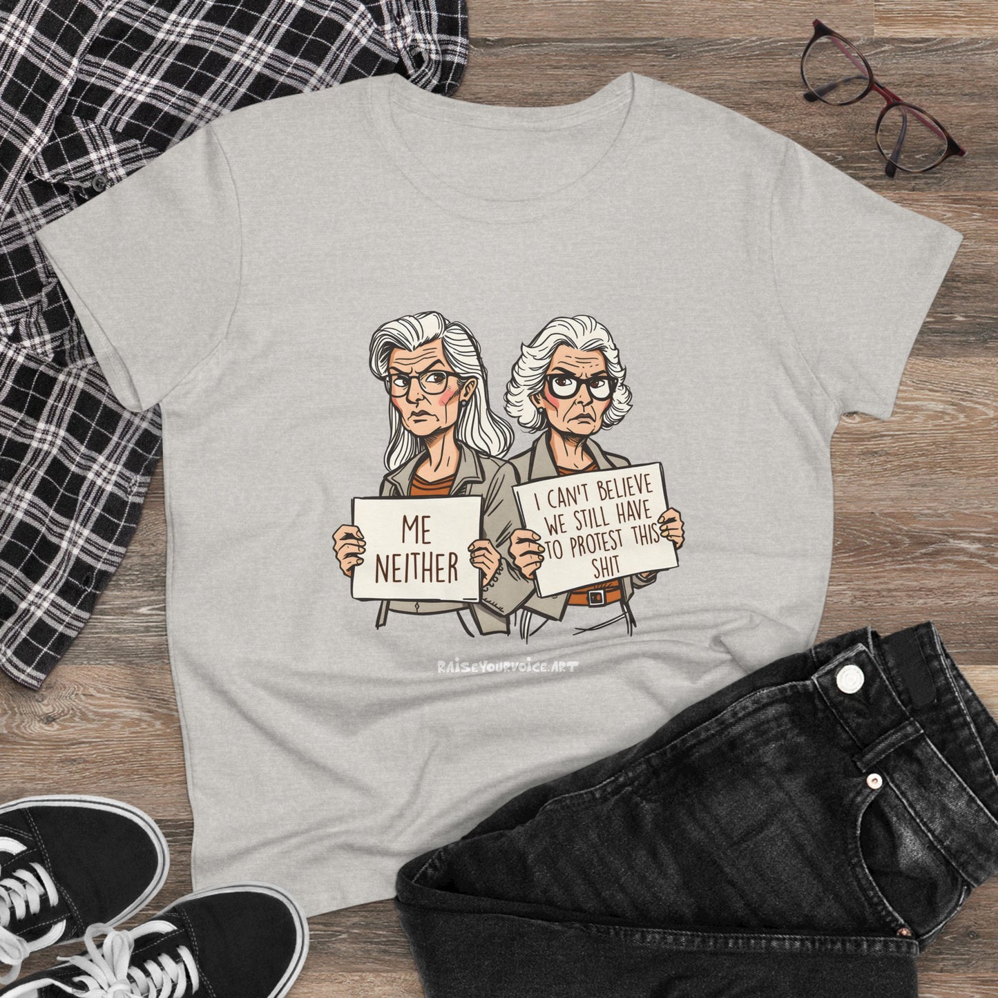 Empowering Women's Midweight Tee - "Me Neither" Protest Shirt