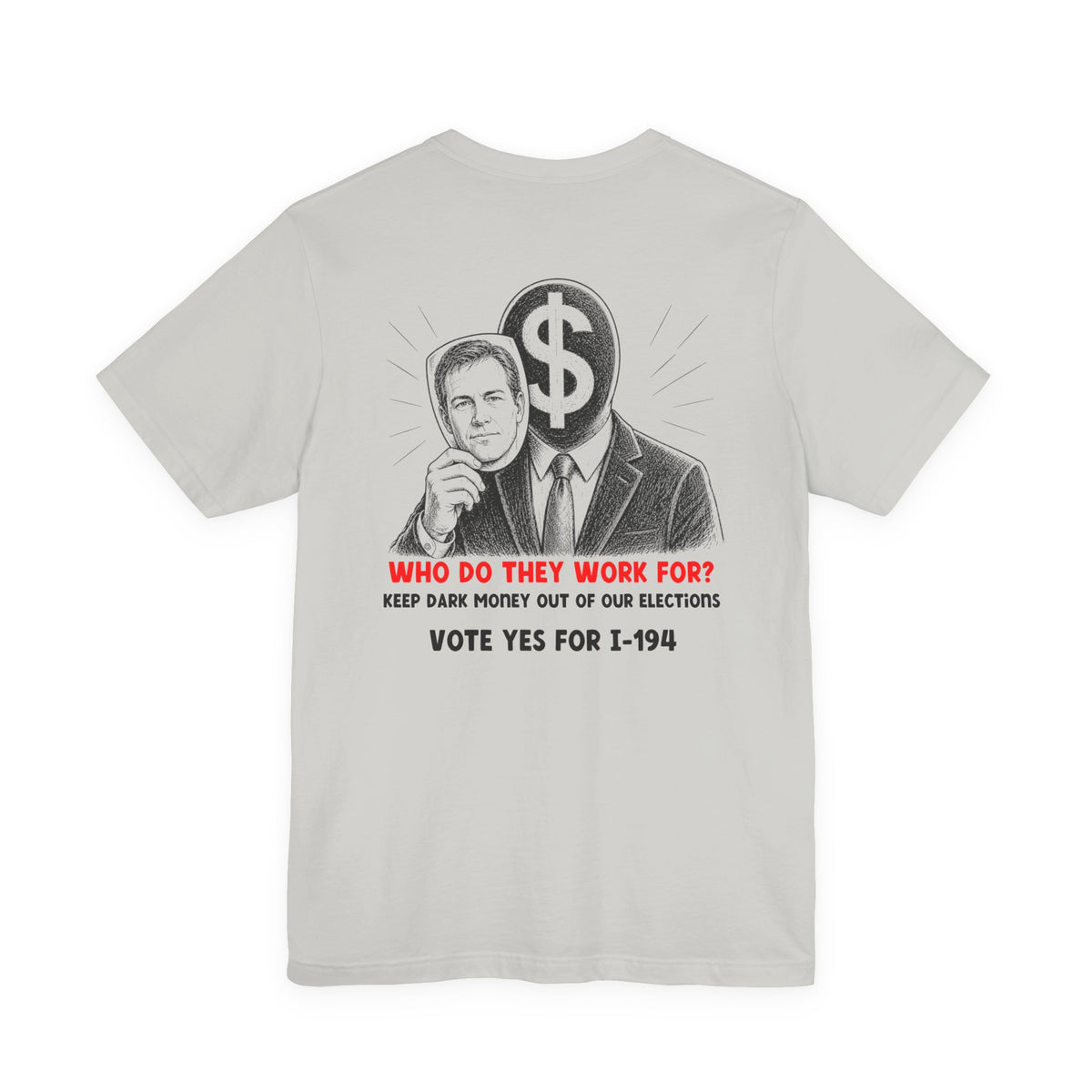 The Montana Plan, Who Do They Work For?, image on the back, Unisex Jersey Short Sleeve Tee