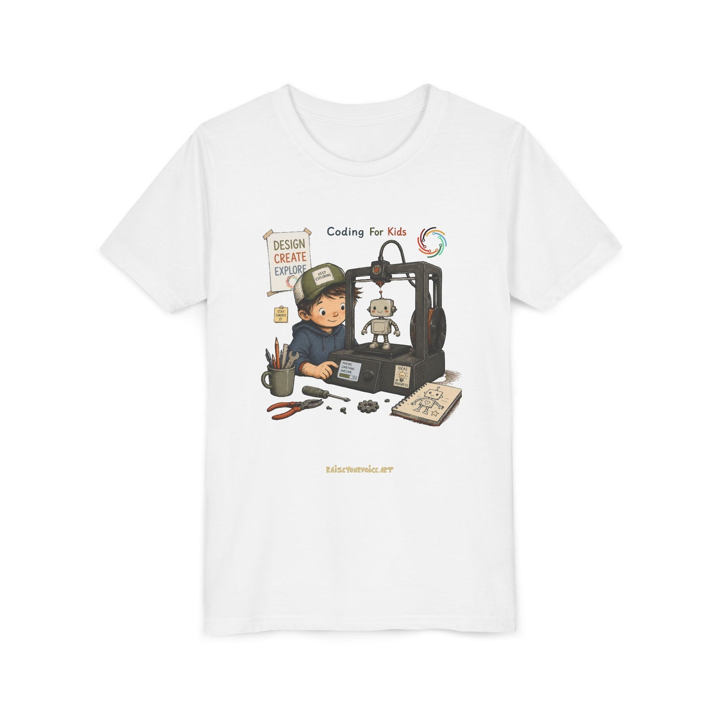 Coding for Kids 3D printing – Youth Short Sleeve Tee