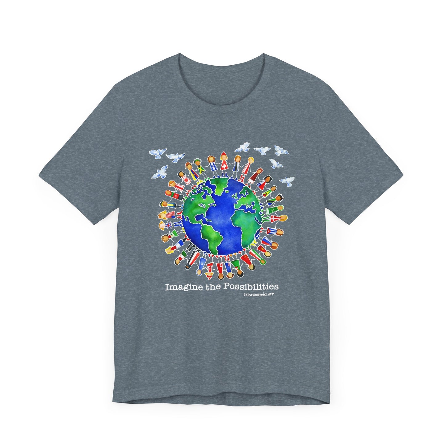 Imagine the Possibilities, Earth Unity Unisex Jersey Tee - Short Sleeve T-Shirt for Global Awareness