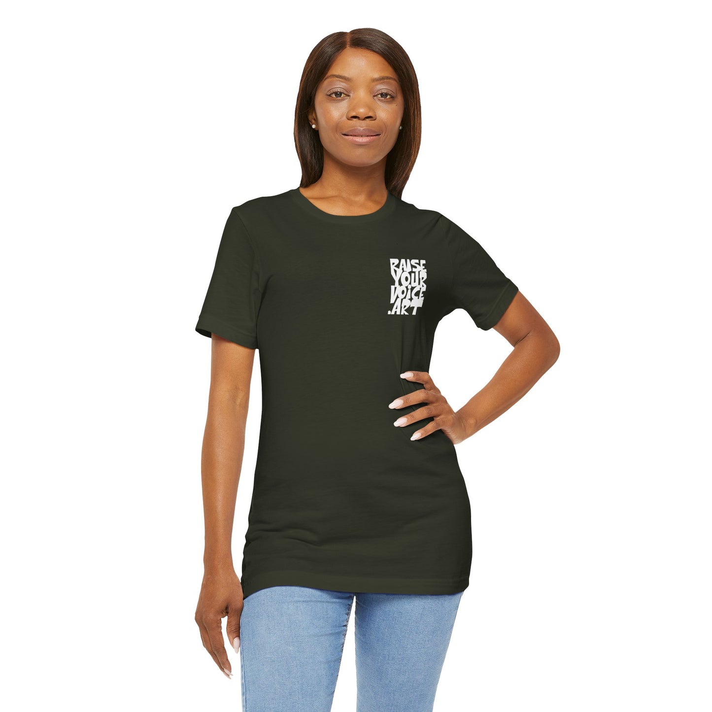 The Montana Plan, Real People, image on the back, Unisex Jersey Short Sleeve Tee