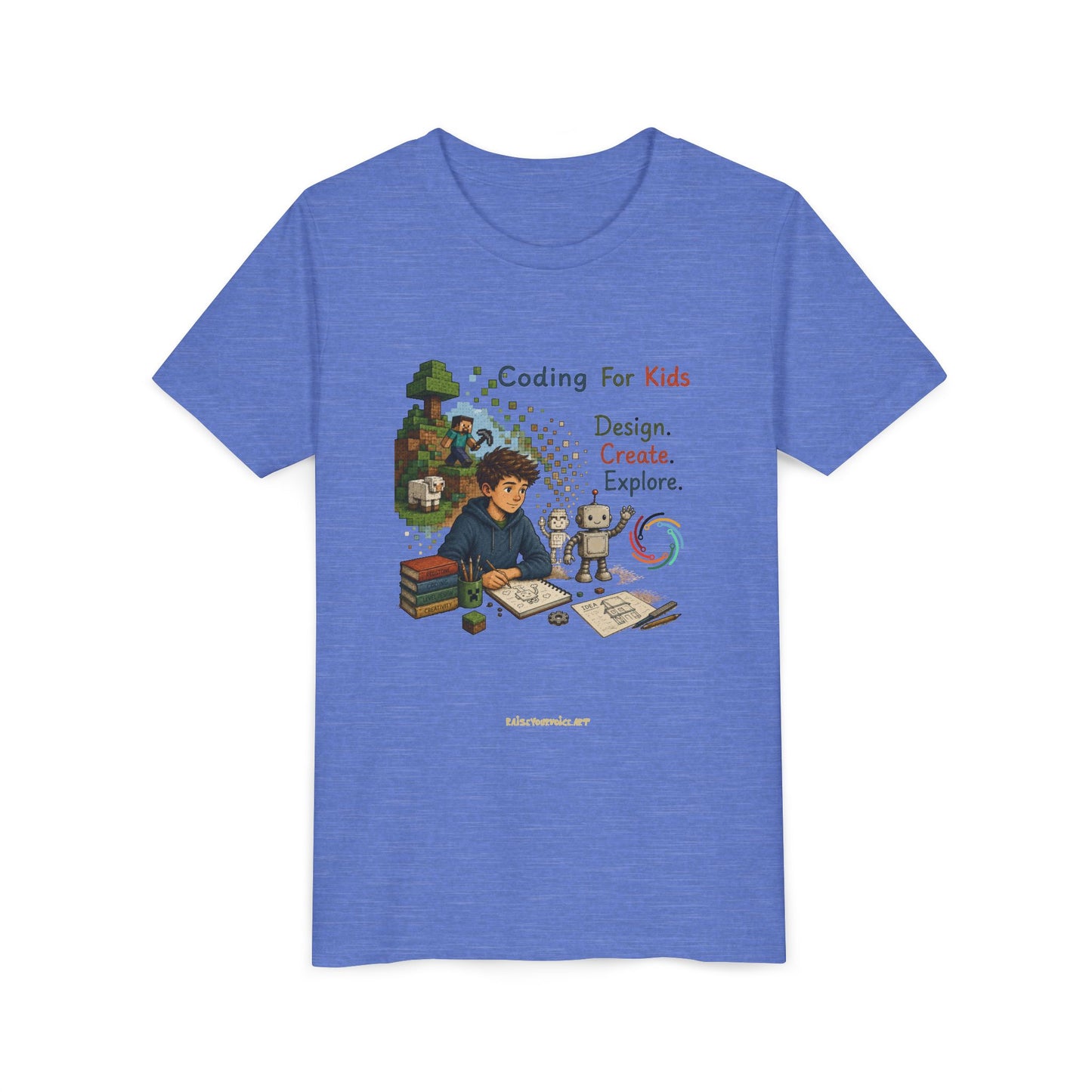 Coding For Kids Game Design Create Explore  – Youth Short Sleeve Tee