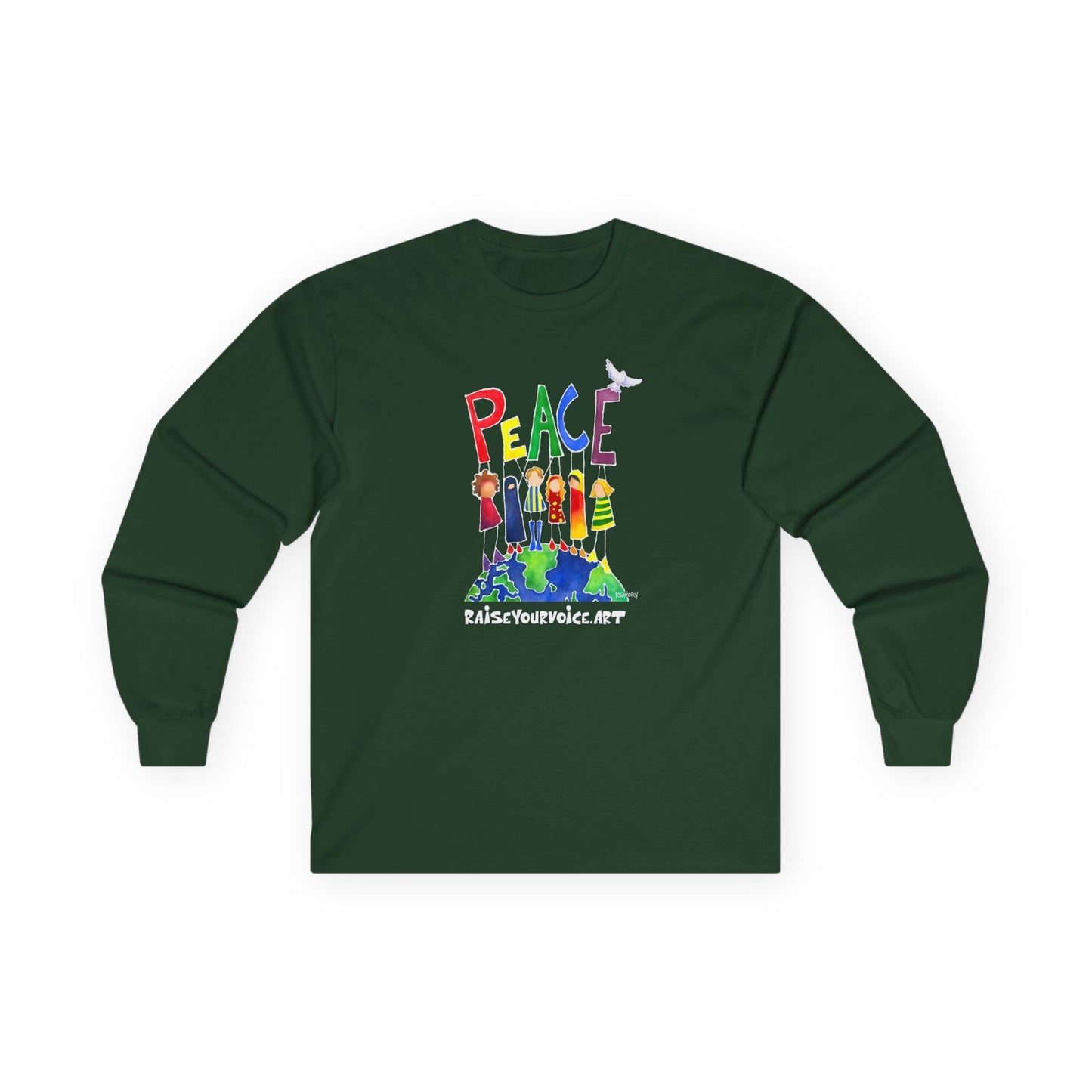 Peace on Earth Long Sleeve Tee - Eco-Friendly Cotton Tee for Activists and Peace Lovers