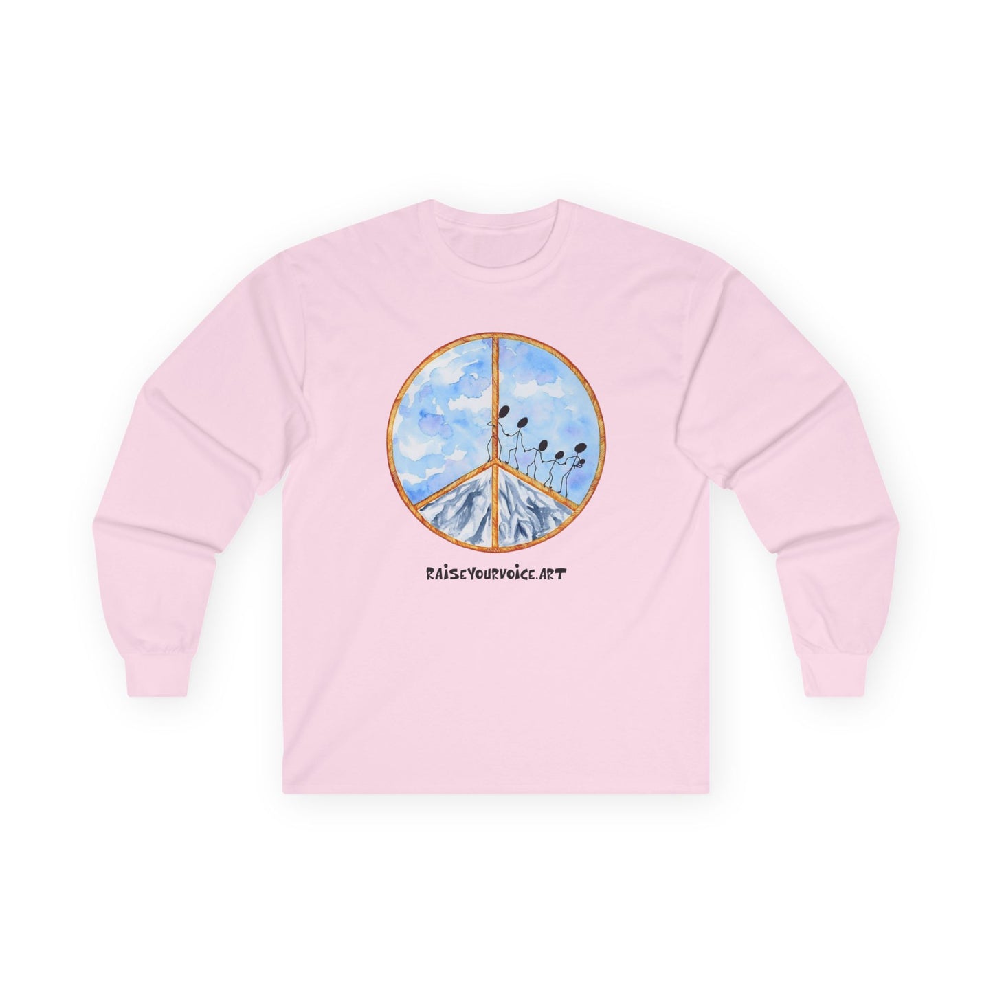 Peace sign and Peaceful Vibes Unisex Long Sleeve Tee - Cotton Mountain Design