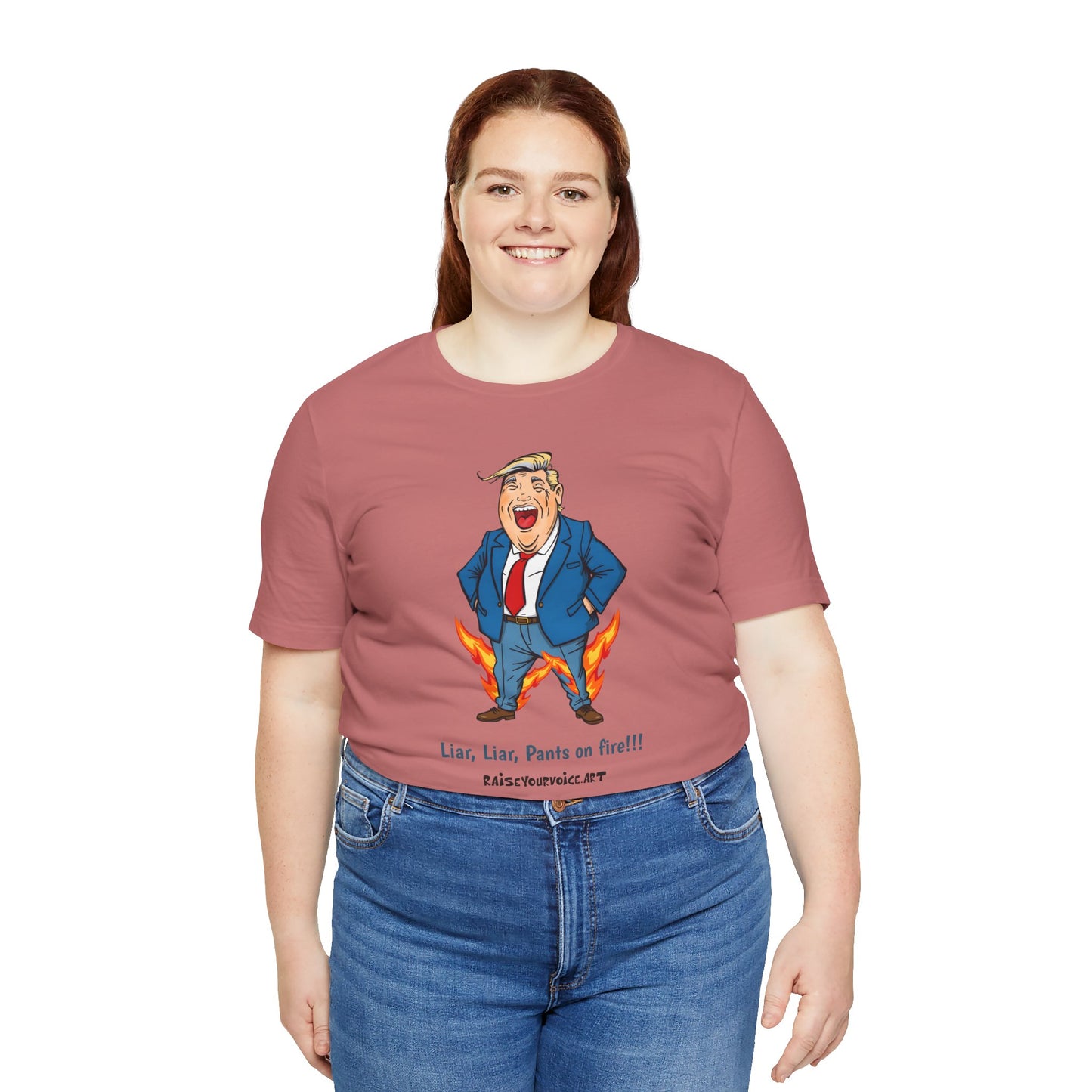 Funny Liar T-Shirt - Unisex Jersey Short Sleeve Tee with Humorous Political Cartoon