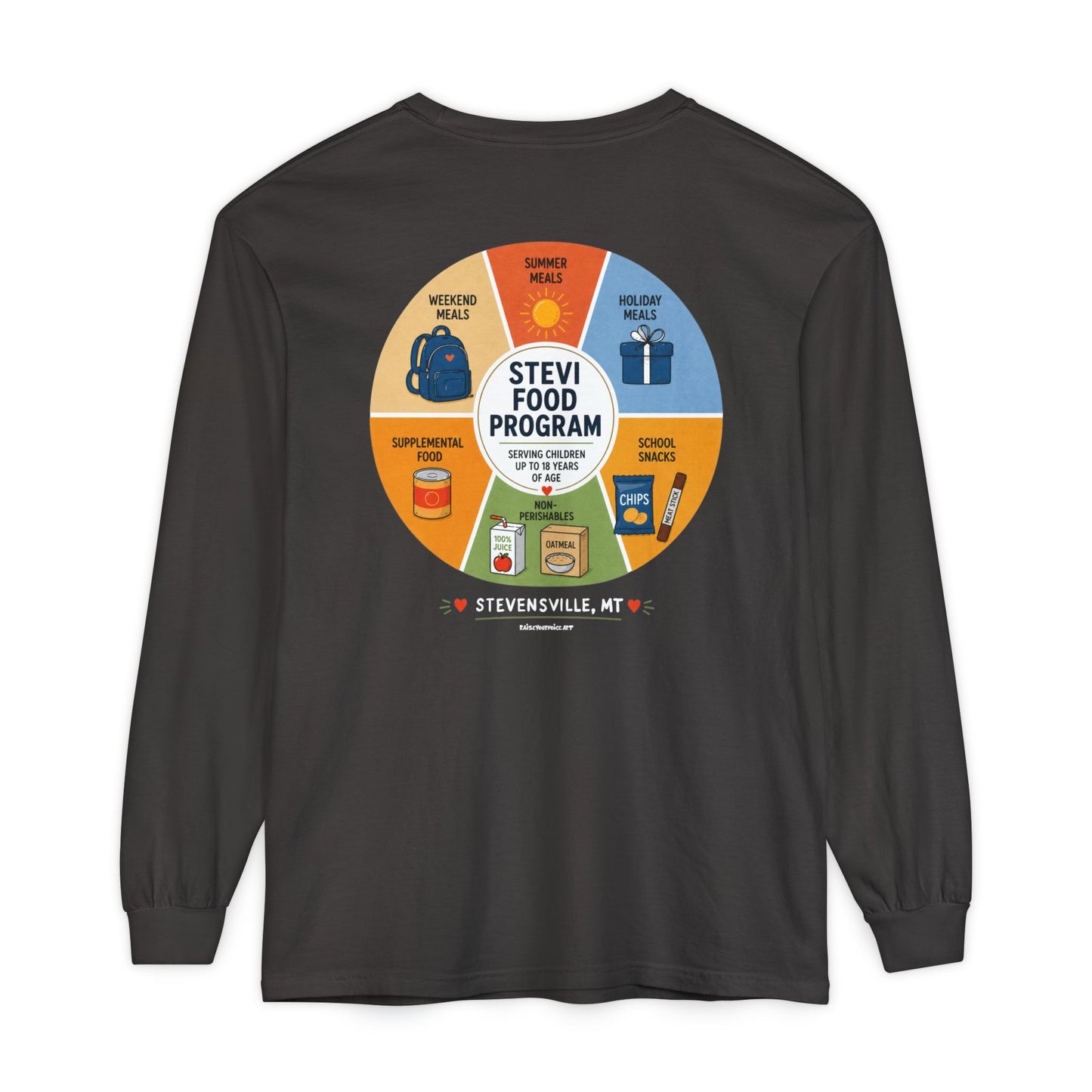 Stevi Food Program in the round, image on the back - Unisex Long Sleeve