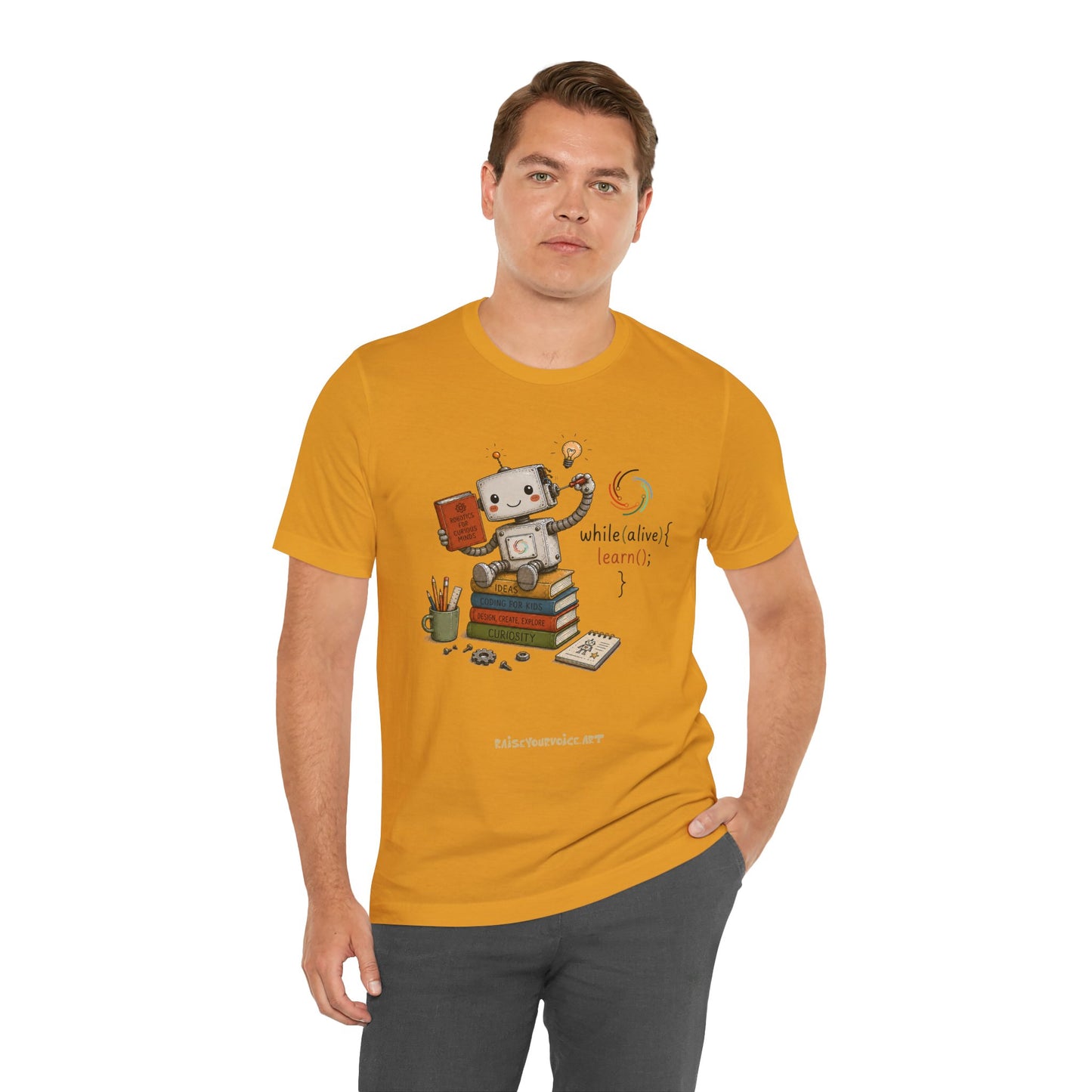 Coding for Kids while (alive) {learn ();} – Unisex Jersey Short Sleeve Tee