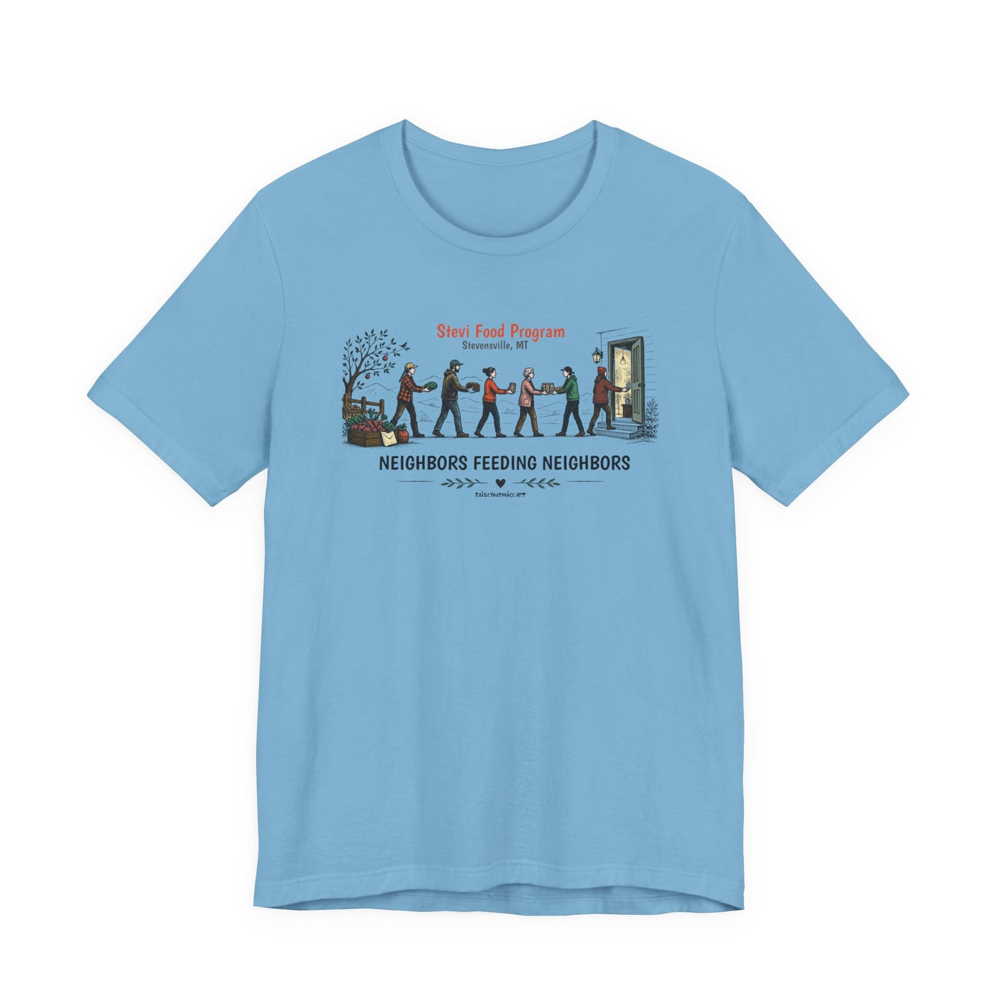 Neighbors Feeding Neighbors, Stevi Food Program, Unisex Jersey Short Sleeve Tee