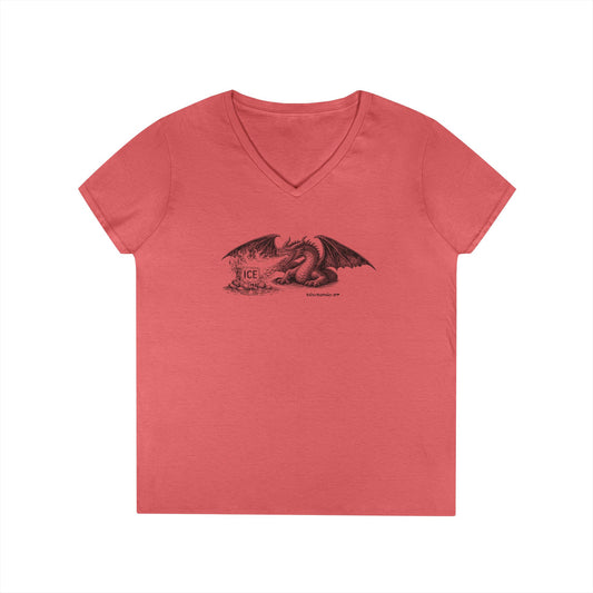 Methods of Resistance: Overwhelming Force – Dragon, women's v-neck tee.
