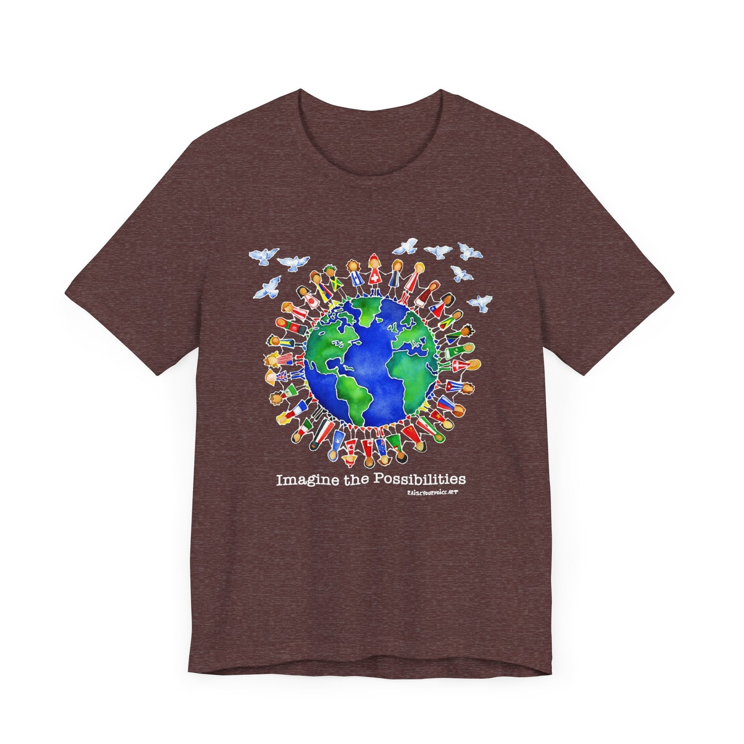 Imagine the Possibilities, Earth Unity Unisex Jersey Tee - Short Sleeve T-Shirt for Global Awareness