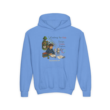 Coding For Kids Game Design Create Explore  – Youth Heavy Blend Hooded Sweatshirt