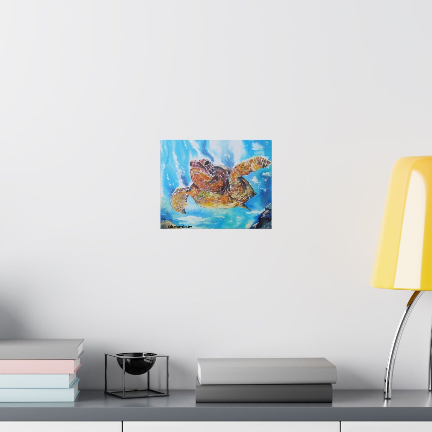 Ocean-Inspired Matte Horizontal Poster with Sea Turtle Art – Perfect for Beach Lovers