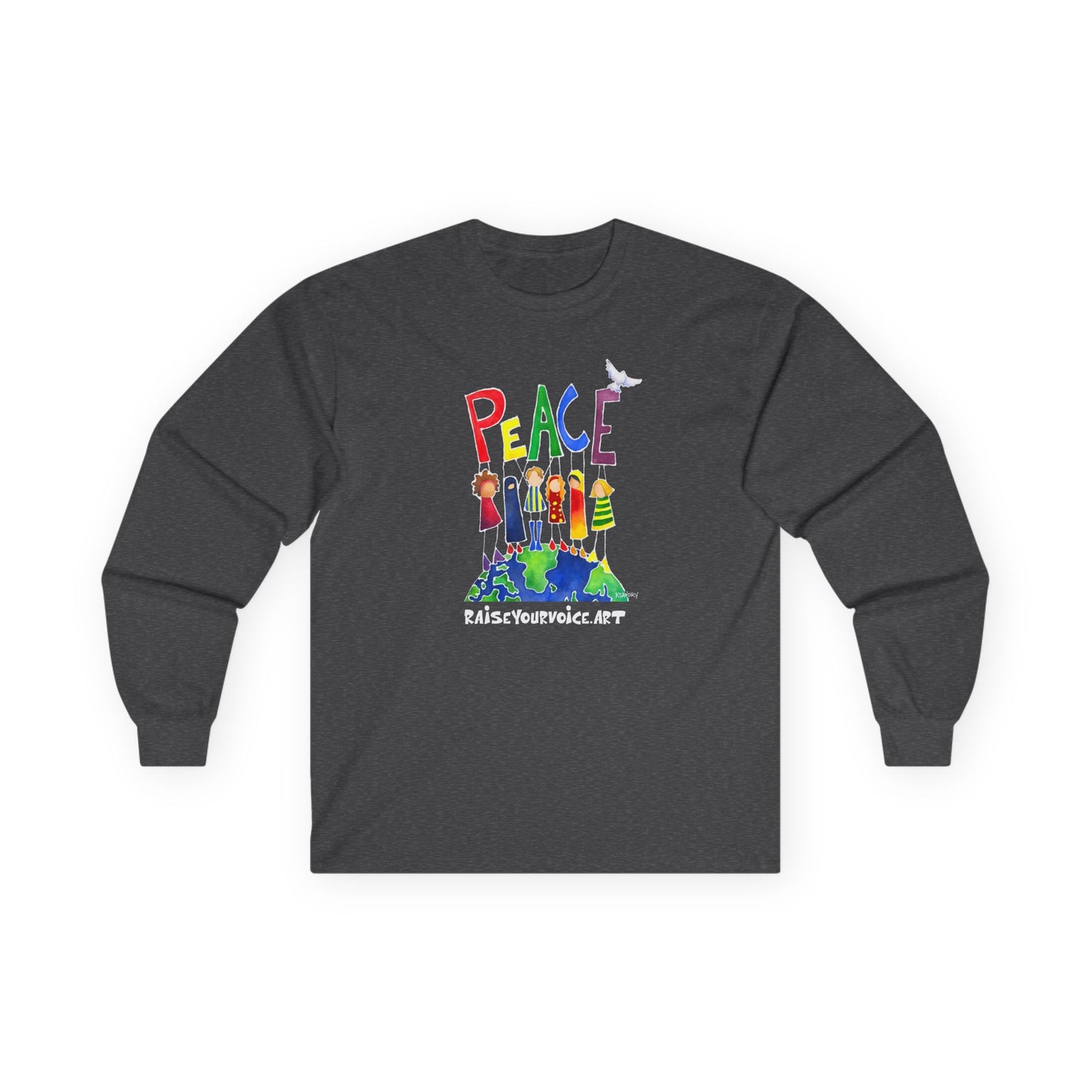 Peace on Earth Long Sleeve Tee - Eco-Friendly Cotton Tee for Activists and Peace Lovers