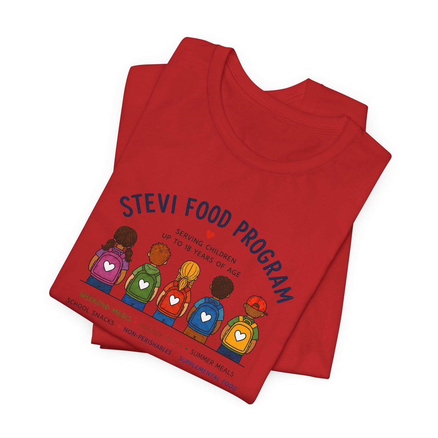 Stevi Food Program Backpacks – Unisex Jersey Short Sleeve Tee