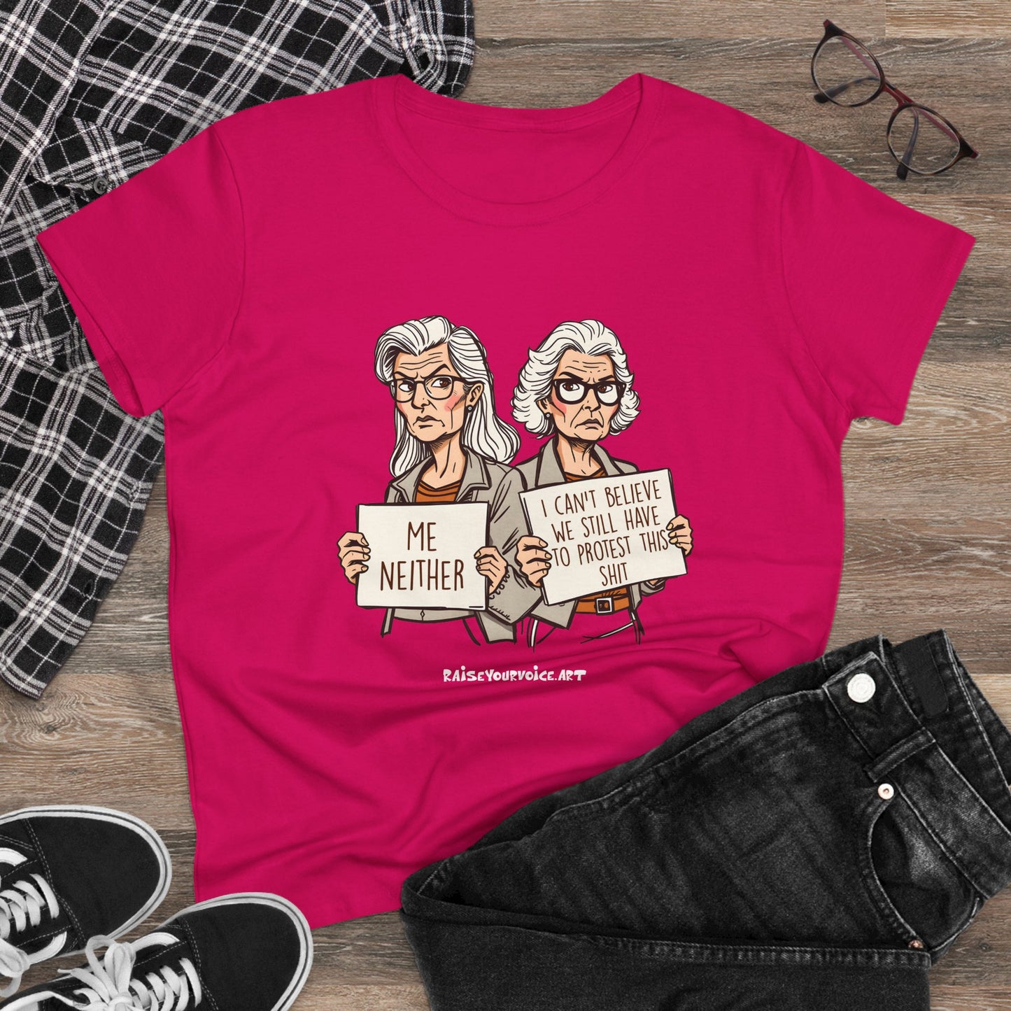 Empowering Women's Midweight Tee - "Me Neither" Protest Shirt