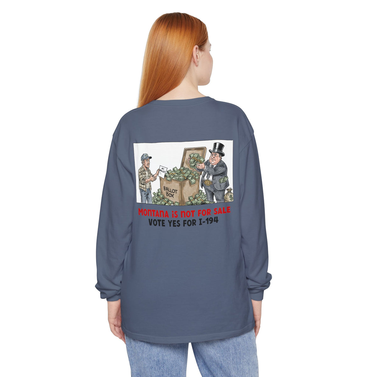 The Montana Plan, Ballot Box, image on back - Unisex Long Sleeve