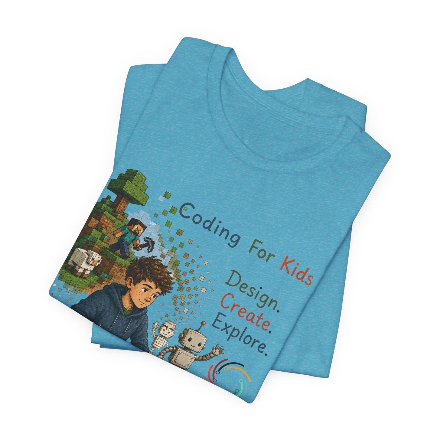 Coding for Kids Game Design Create Explore  – Unisex Jersey Short Sleeve Tee