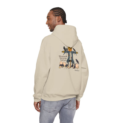 Stevensville Scarecrow Festival, image on the back – Unisex Heavy Blend™ Hooded Sweatshirt