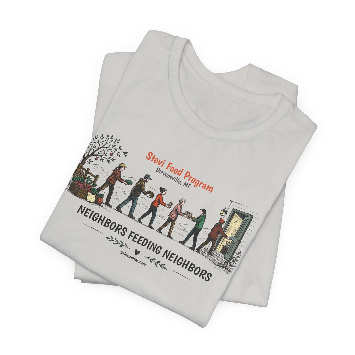 Neighbors Feeding Neighbors, Stevi Food Program, Unisex Jersey Short Sleeve Tee